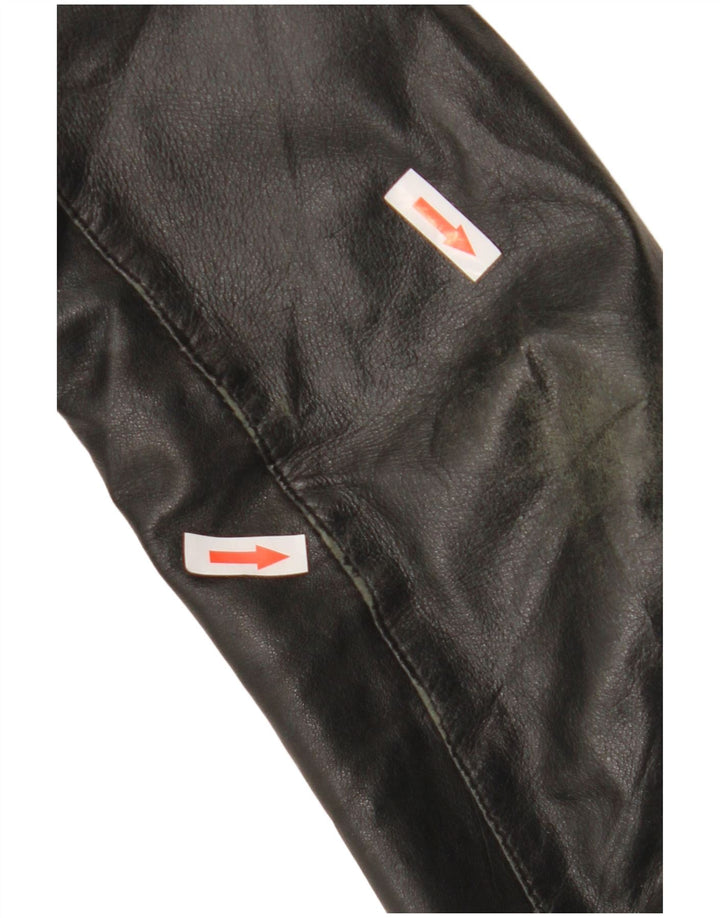 Sasch Womens Crop Leather Jacket UK 14 Medium Black