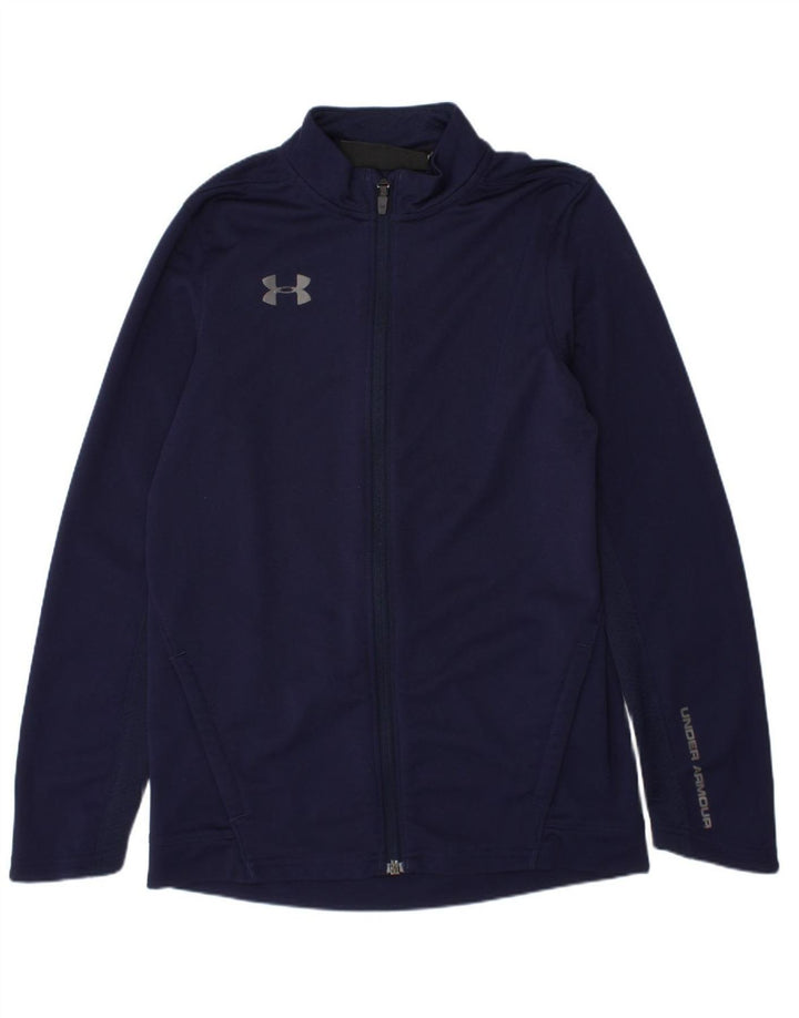 UNDER ARMOUR Boys Tracksuit Top Jacket 9-10 Years Medium Navy Blue