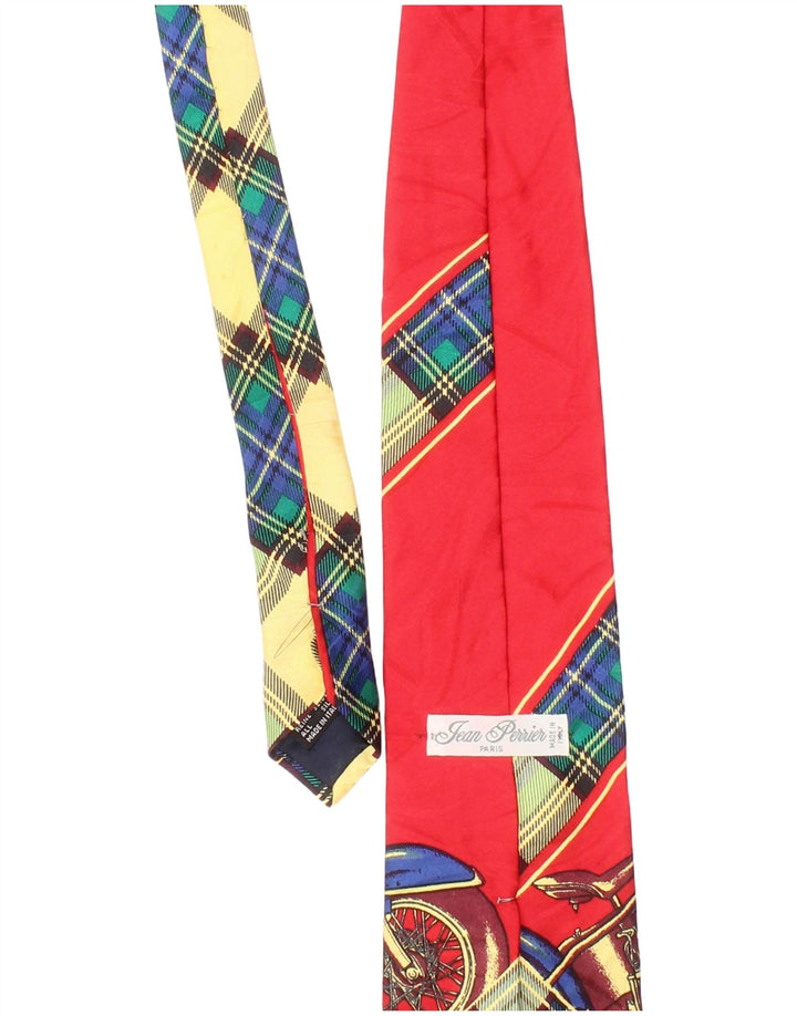 Vintage Mens Graphic Tie One Size Red Plaid Silk