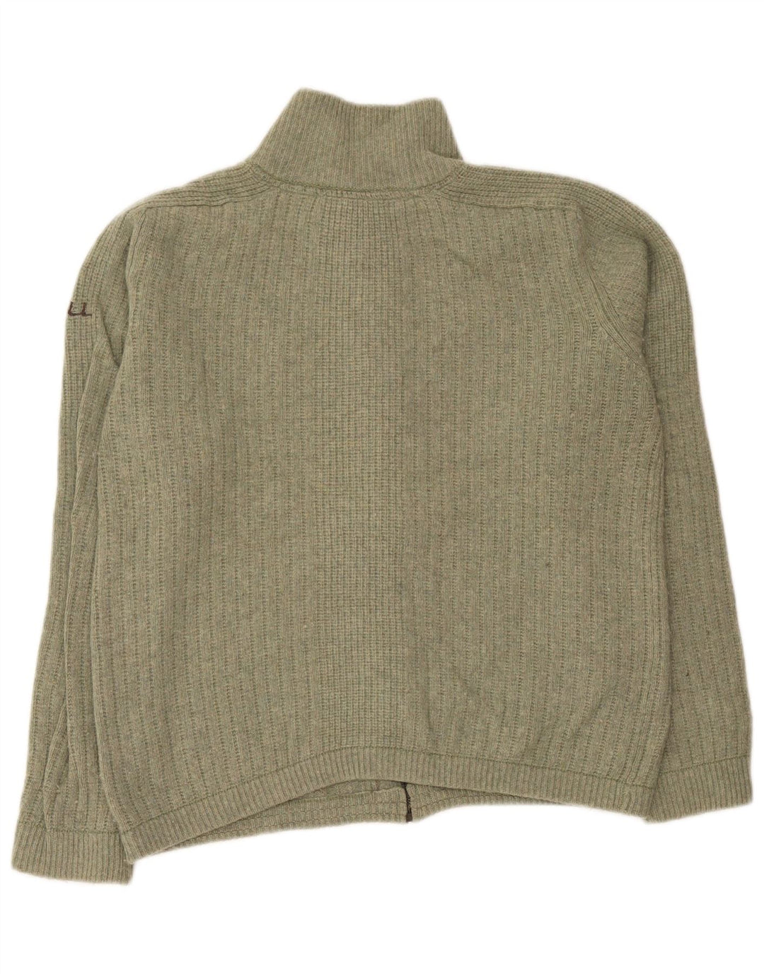 O'Neill Mens Full Zip Cardigan Sweater Large Khaki Wool