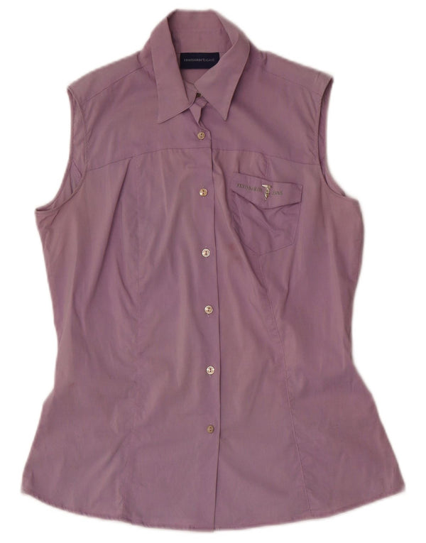Trussardi Jeans Womens Sleeveless Shirt UK 10 Small Purple