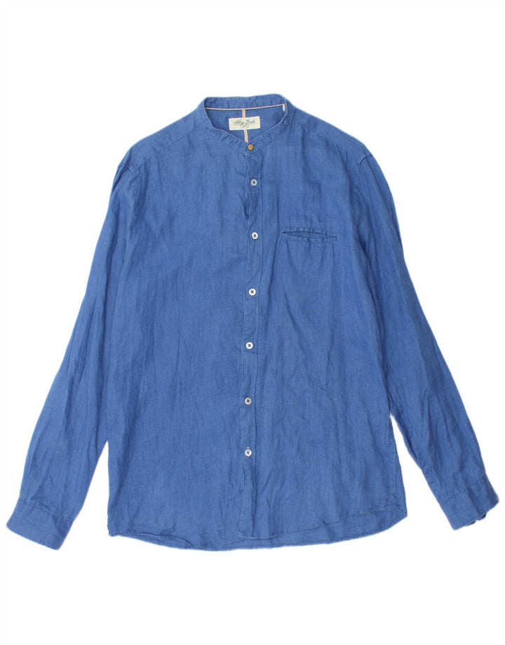 ALLEY DOCKS Mens Shirt Medium Blue Linen