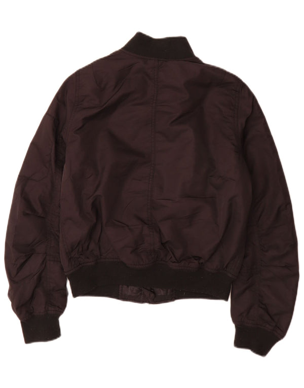Topshop Womens Oversized Bomber Jacket UK 6 XS Black Polyester