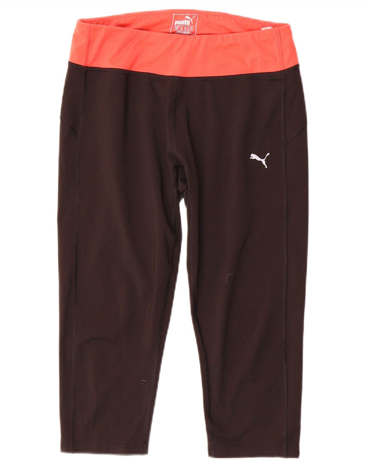 Puma Womens Capri Leggings UK 14 Medium Black Colourblock Polyester