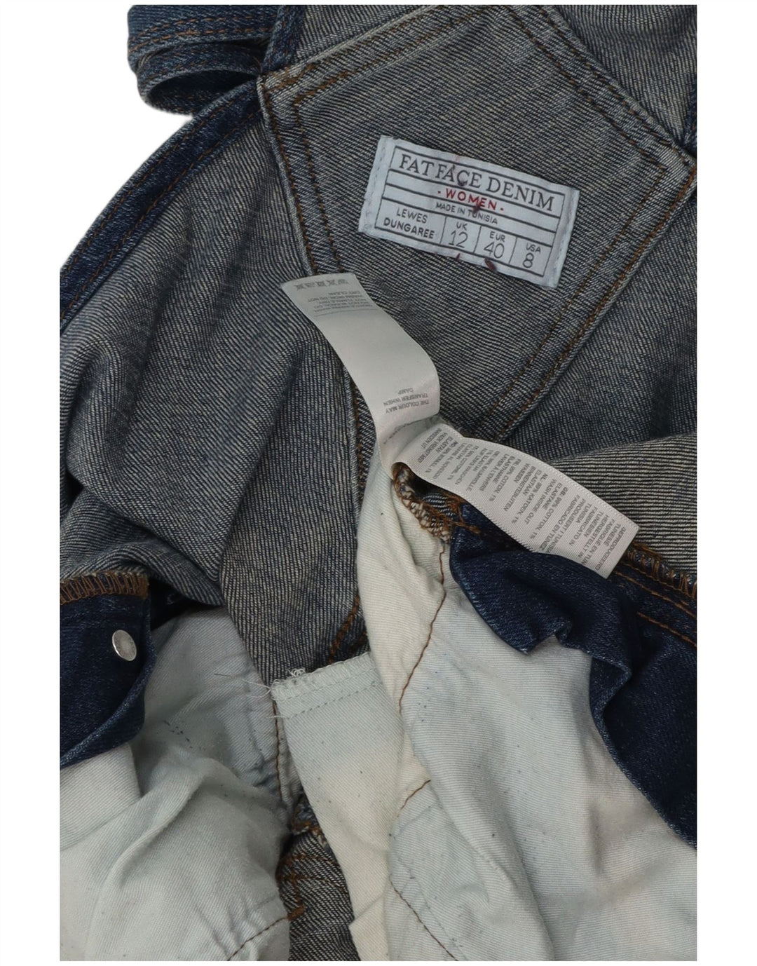 FAT FACE Womens Lewes Dungarees Jeans UK 12 Medium W34 L27 Blue Cotton