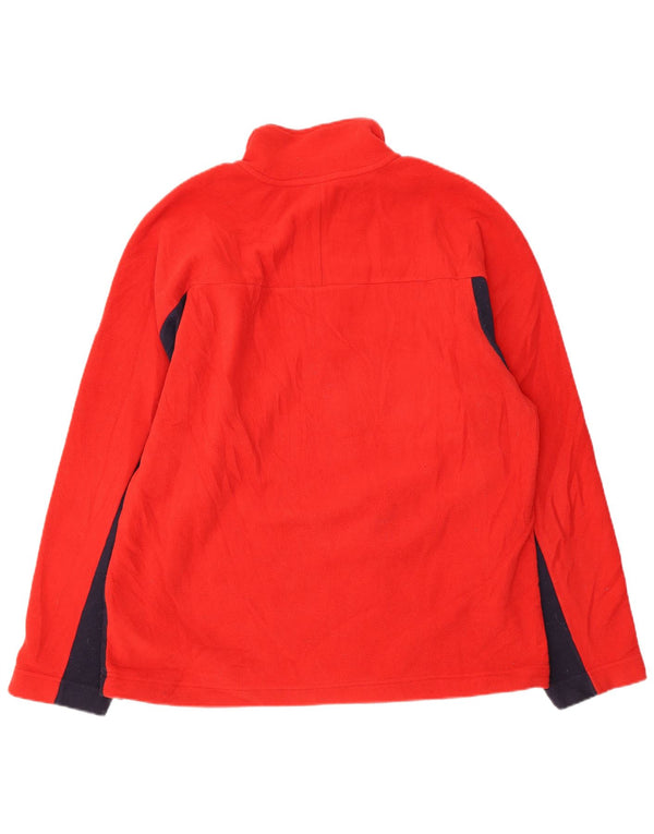 Fila Mens Zip Neck Fleece Jumper Large Red Colourblock