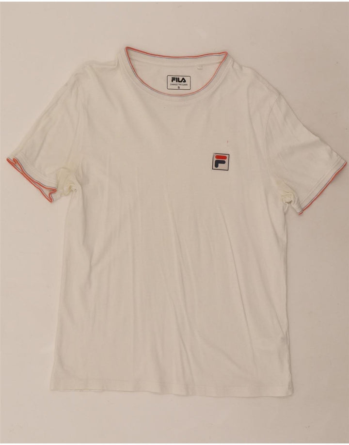 Fila Mens T-Shirt Top Small White Striped Cotton