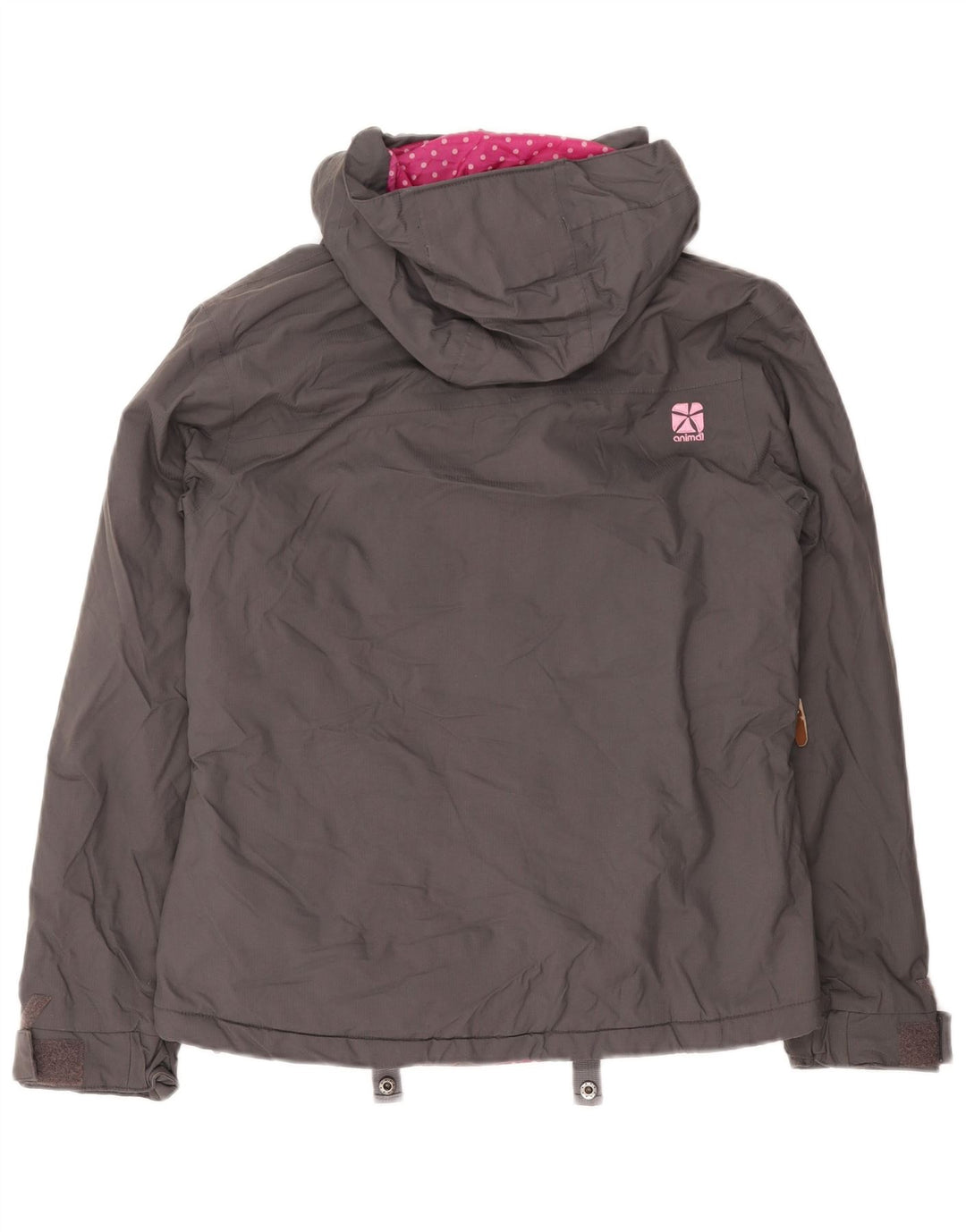 ANIMAL Womens Hooded Windbreaker Jacket UK 8 Small Grey Polyamide