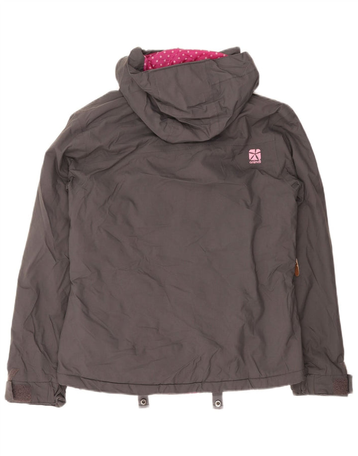 ANIMAL Womens Hooded Windbreaker Jacket UK 8 Small Grey Polyamide
