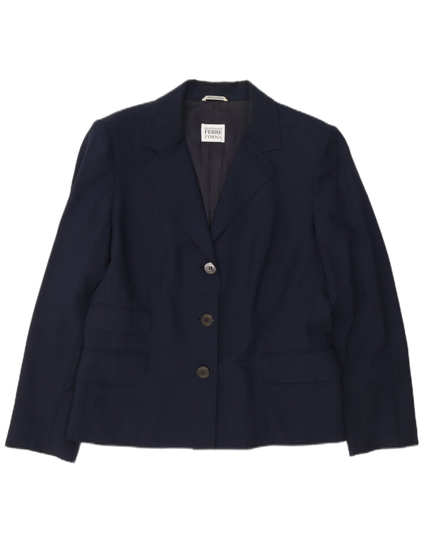 Gianfranco Ferre Womens 3 Button Blazer Jacket UK 14 Large Navy Blue