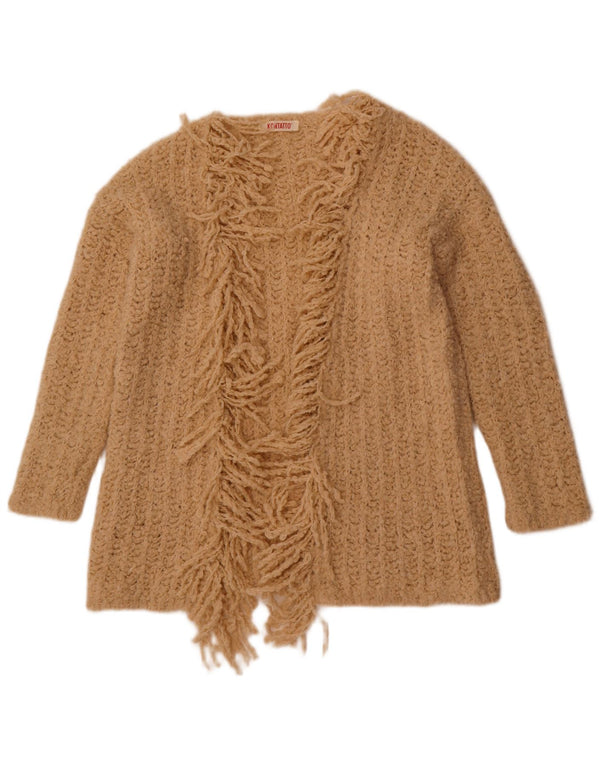 Kontatto Womens Open Cardigan Sweater UK 16 Large Beige Acrylic