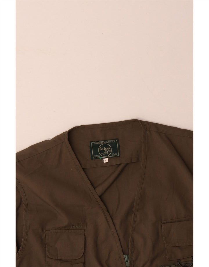 VINTAGE Mens Utility Gilet UK 40 Large Brown Cotton