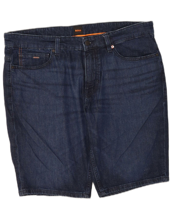 Hugo Boss Mens Delaware Slim Fit Denim Shorts  W36 Large Navy Blue