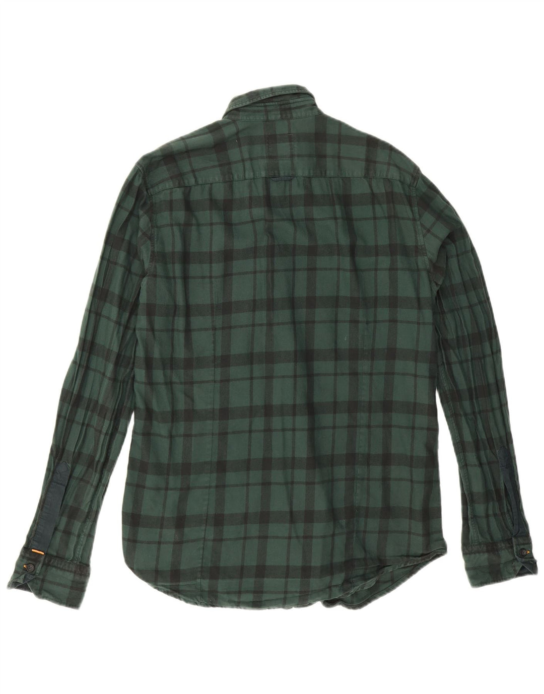 Hugo Boss Mens Flannel Shirt Medium Green Check Cotton