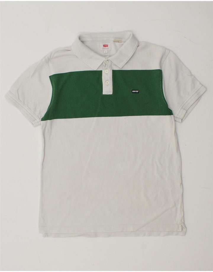 LEVI'S Mens Polo Shirt Small White Colourblock Cotton