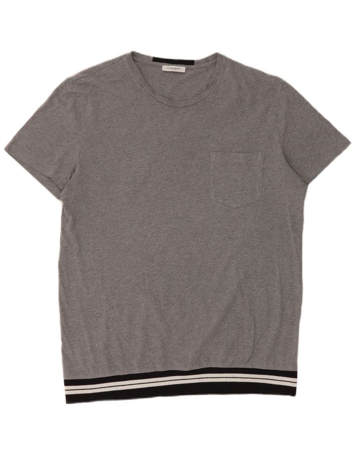 Paolo Pecora Mens T-Shirt Top Medium Grey Colourblock