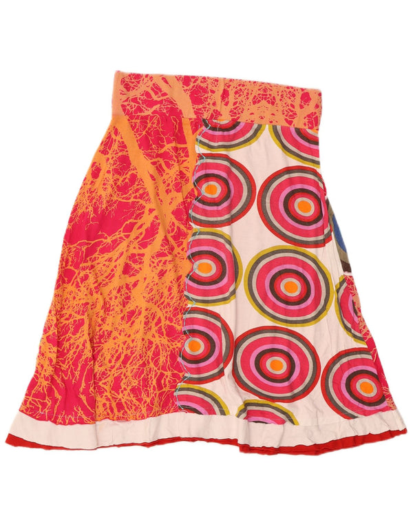 Desigual Womens Graphic A-Line Skirt Small W28 Pink Floral Cotton