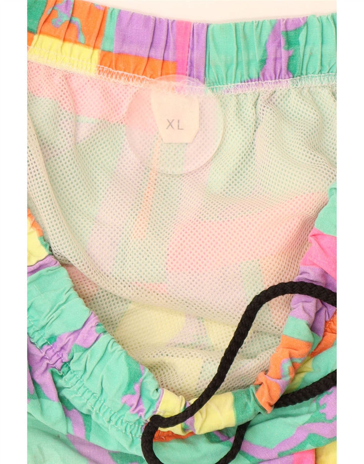 VINTAGE Womens Graphic Swimming Shorts UK 18 XL Multicoloured Geometric