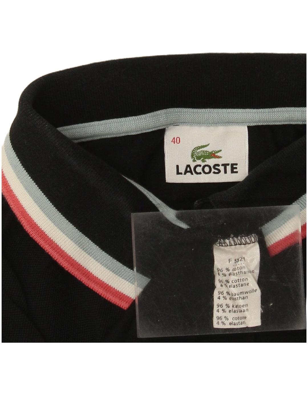 LACOSTE Womens Polo Shirt Size 40 Medium Black Cotton