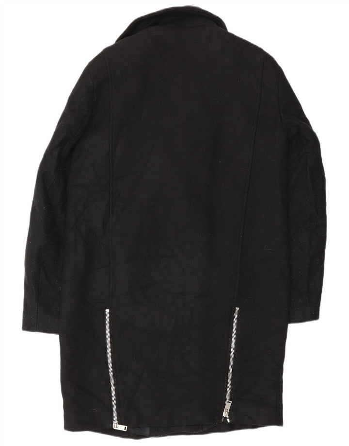 Zara Womens Overcoat UK 14 Medium Black Wool