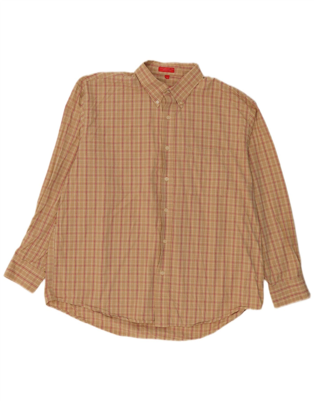 Izod Mens Shirt XL Beige Check Cotton