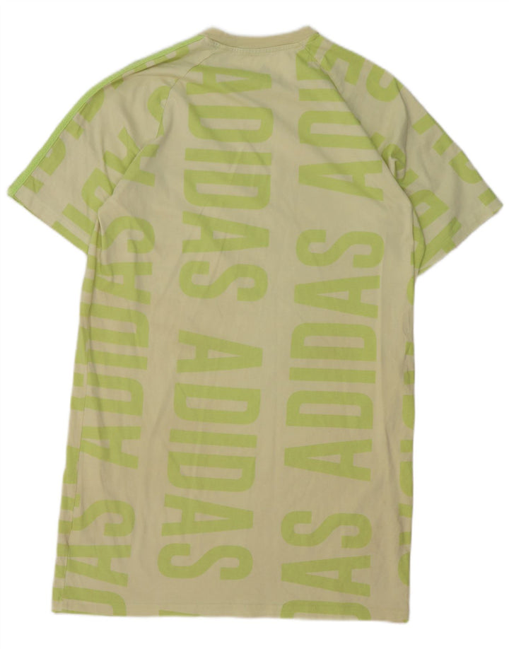 ADIDAS Womens Graphic T-Shirt Dress UK 12/14 Medium Green Cotton