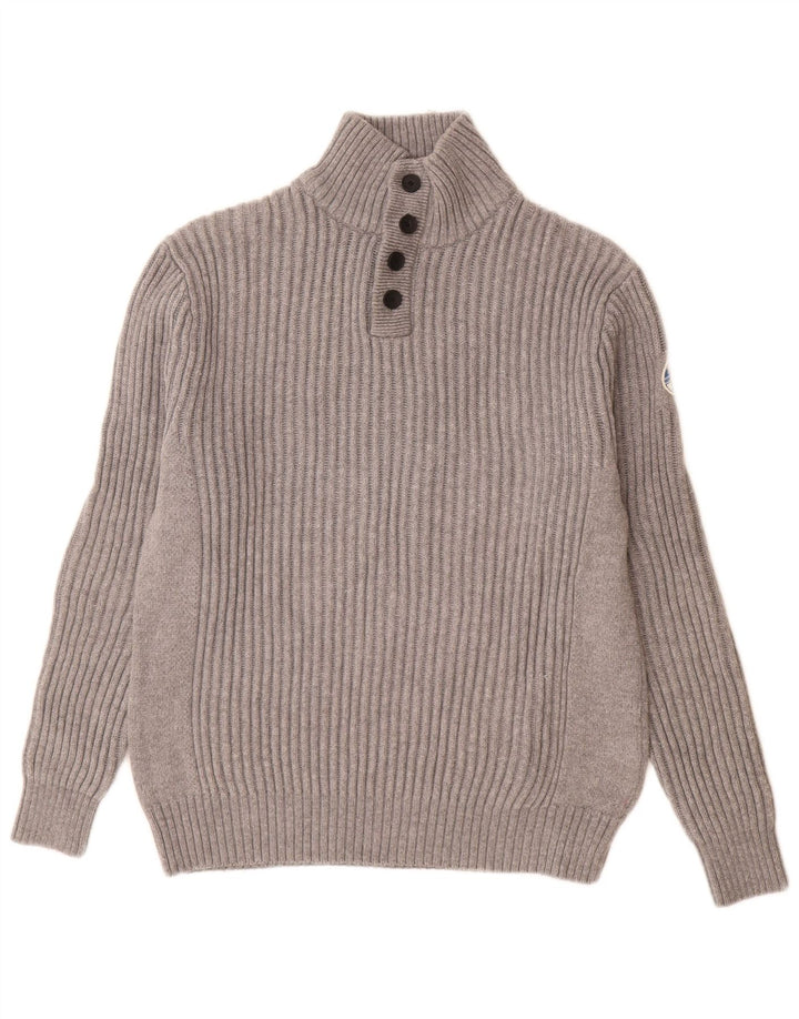 North Sails Mens Button Neck Jumper Sweater XL Grey Cotton