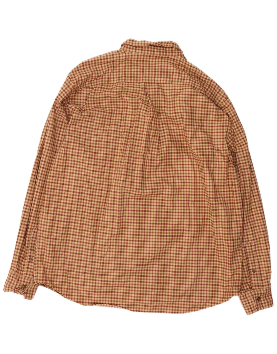 EDDIE BAUER Mens Relaxed Fit Flannel Shirt Large Brown Gingham Cotton