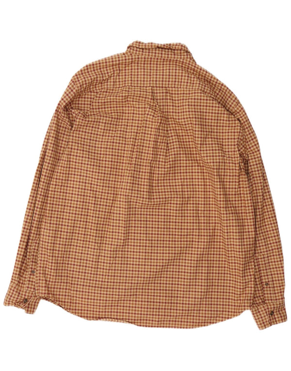 EDDIE BAUER Mens Relaxed Fit Flannel Shirt Large Brown Gingham Cotton