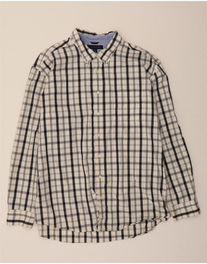 TOMMY HILFIGER Mens Shirt 2XL White Check Cotton Vintage Tommy Hilfiger and Second-Hand Tommy Hilfiger from Messina Hembry 