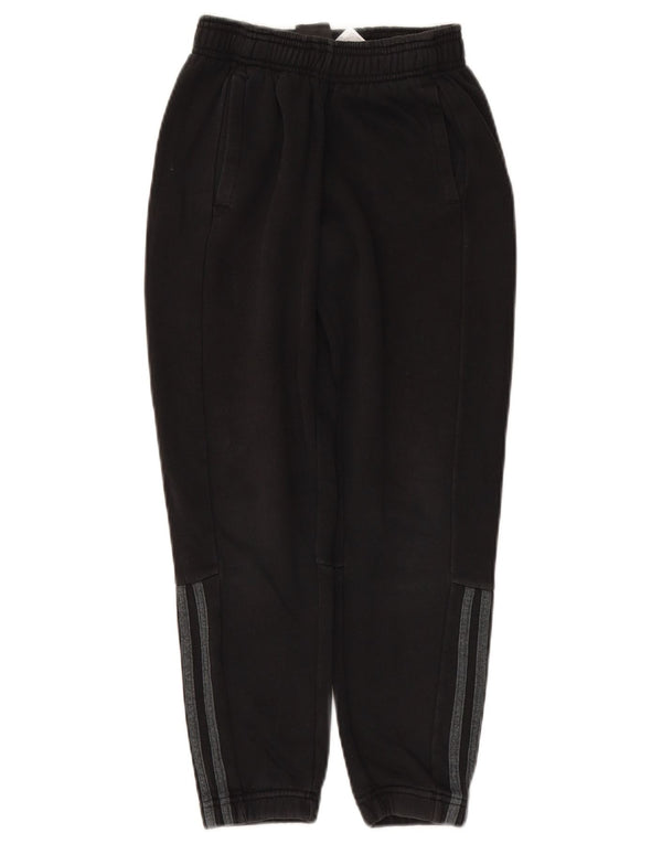 ADIDAS Boys Tracksuit Trousers Joggers 9-10 Years  Black Cotton