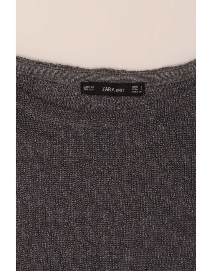 Zara Womens Oversized Crew Neck Jumper Sweater UK 10 Small Grey