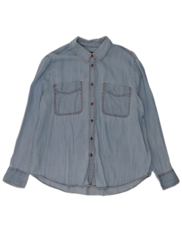 MARKS & SPENCER Womens Denim Shirt UK 12 Medium  Blue Lyocell
