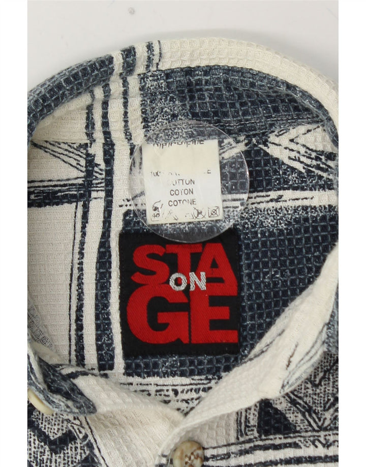 VINTAGE Mens Short Sleeve Shirt Medium Multicoloured Patchwork Cotton