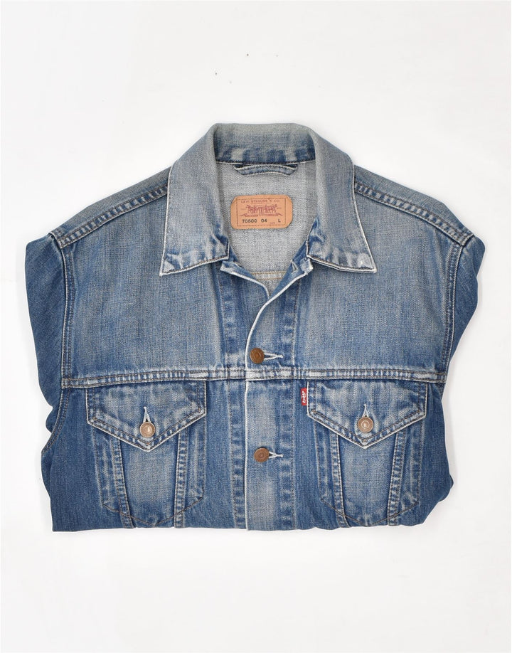 LEVI'S Womens Denim Jacket UK 14 Large Blue Cotton