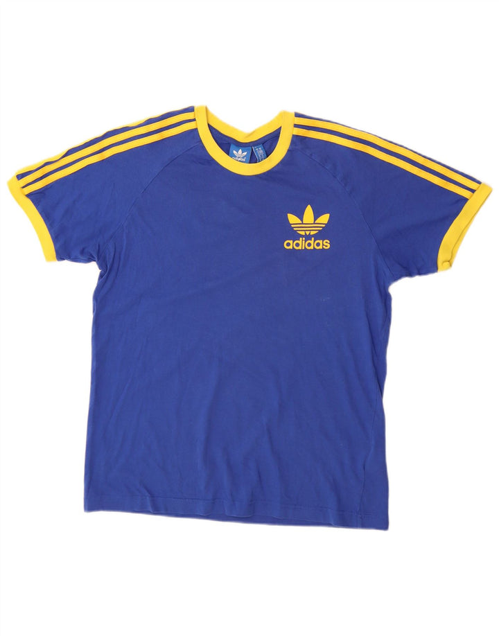 ADIDAS Mens T-Shirt Top Medium Navy Blue Cotton