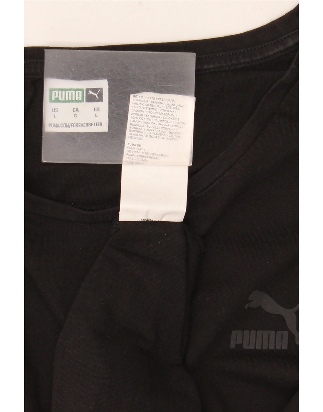Puma Mens T-Shirt Top Large Black Cotton