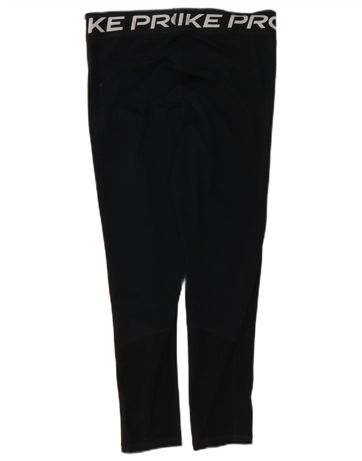 NIKE Womens Dri Fit Graphic Leggings UK 12 Medium Black Polyester
