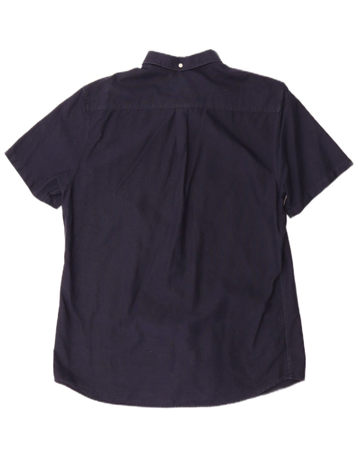Barbour Mens Tailored Fit Short Sleeve Shirt Medium Navy Blue Cotton