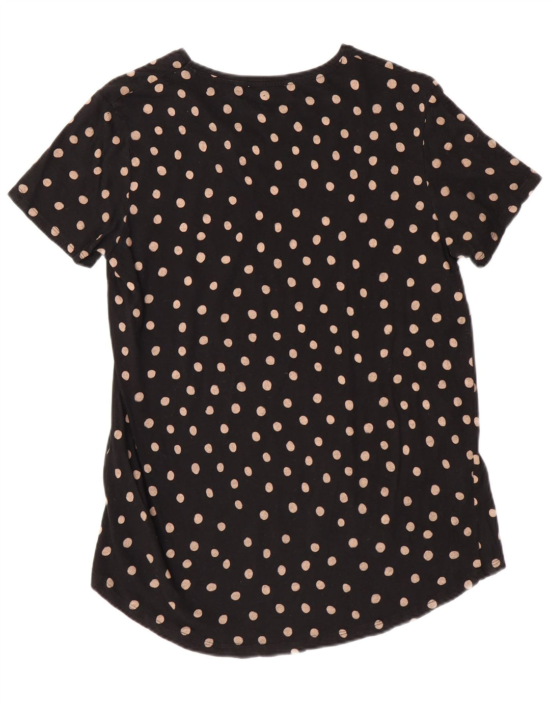 ZARA Womens T-Shirt Top UK 10 Small Black Polka Dot Cotton