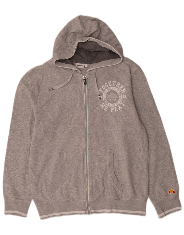 Ellesse Mens Graphic Zip Hoodie Sweater Large Grey Cotton