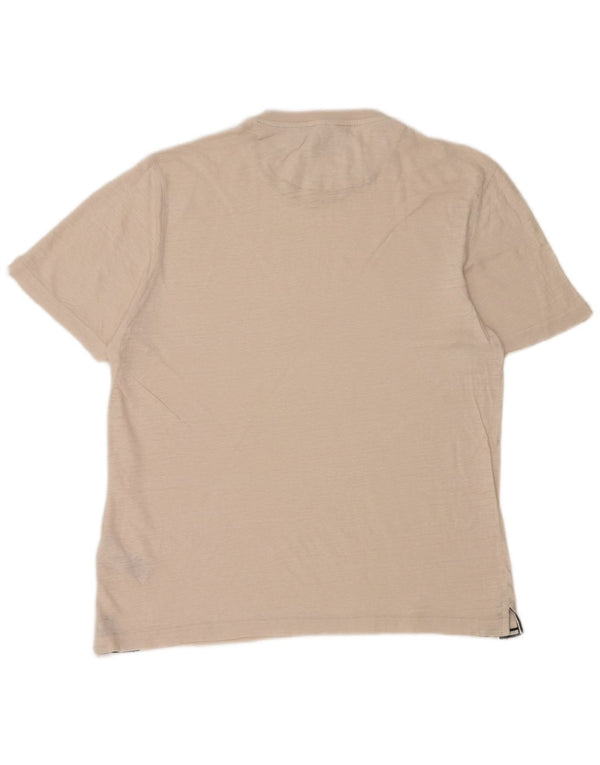 TED BAKER Mens Regular T-Shirt Top Size 4 Large Off White Linen