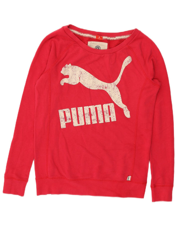 Puma Womens Graphic Sweatshirt Jumper UK 12 Medium Pink Cotton