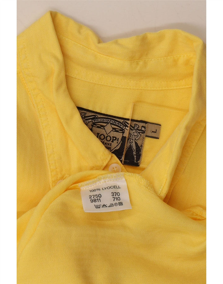 JOOP Mens Short Sleeve Shirt Large Yellow Lyocell Vintage Joop and Second-Hand Joop from Messina Hembry 