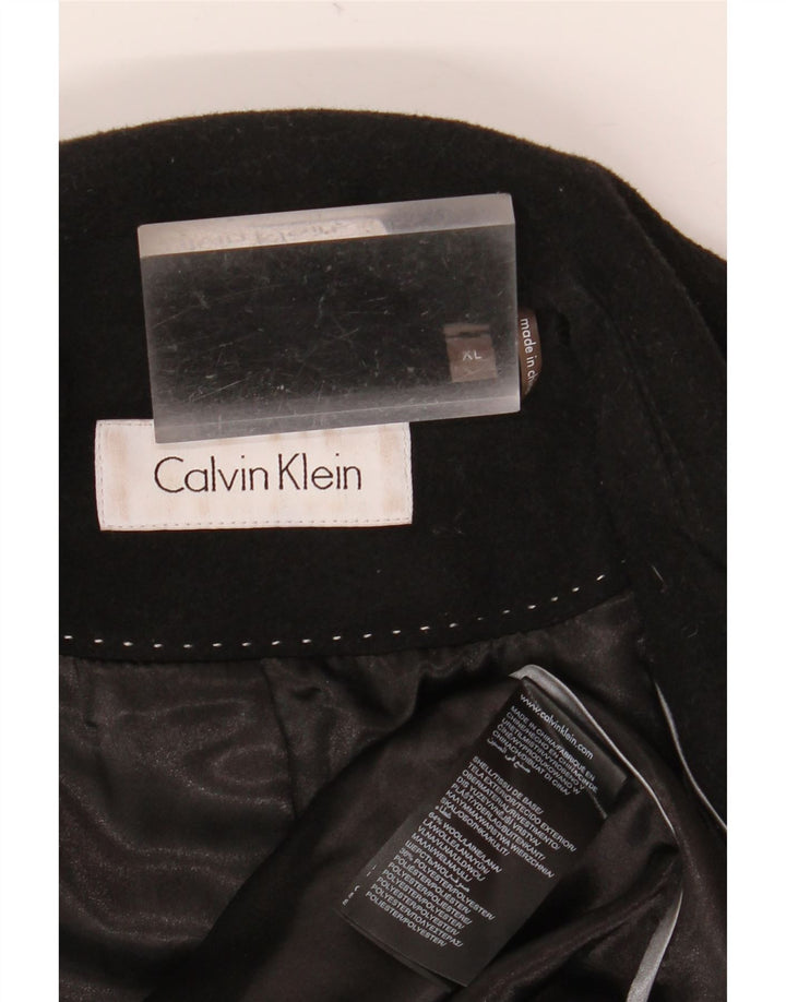Calvin Klein Womens Overcoat UK 18 XL Black Wool