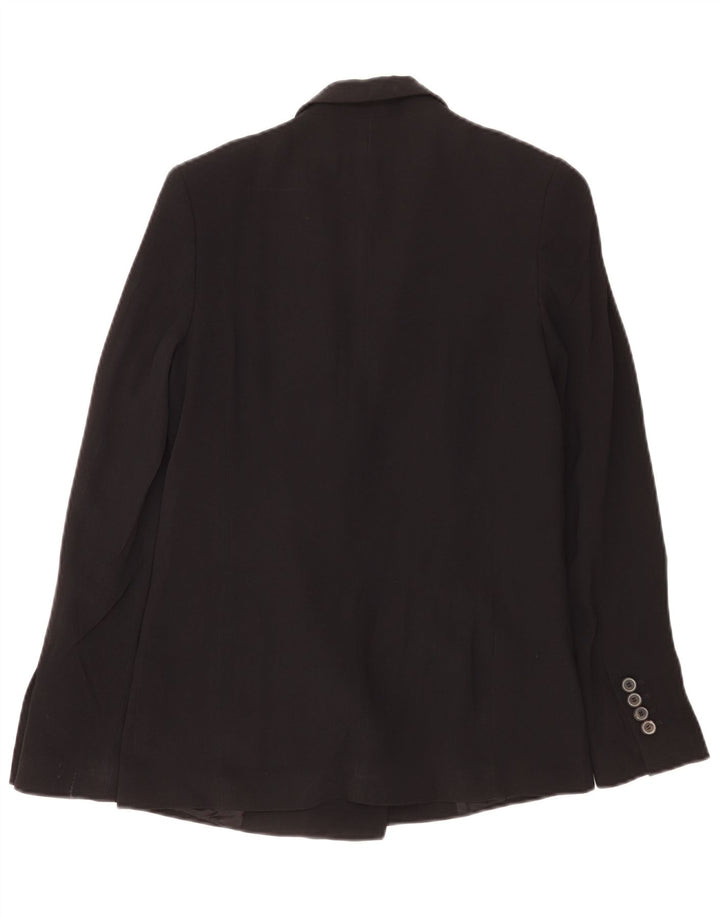 Zara Womens Double Breasted Blazer Jacket UK 10 Small Black Acetate