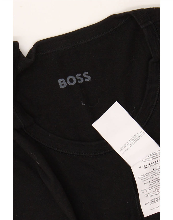 HUGO BOSS Mens T-Shirt Top Large Black Cotton