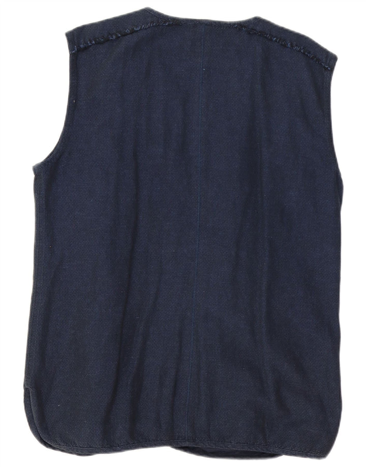 ORVIS Womens Open Longline Gilet UK 14 Medium Navy Blue Cotton
