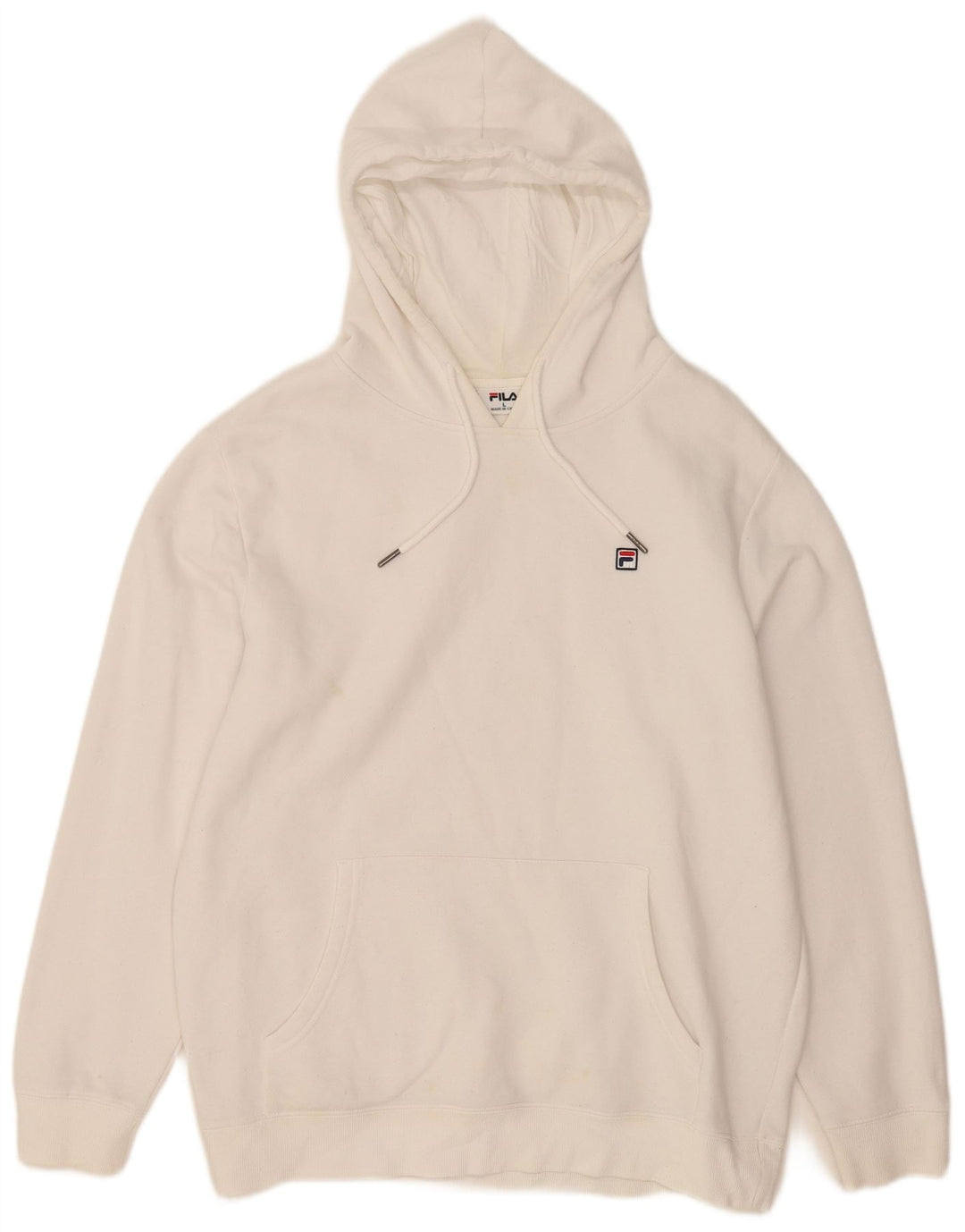 Fila Mens Hoodie Jumper Large White Cotton