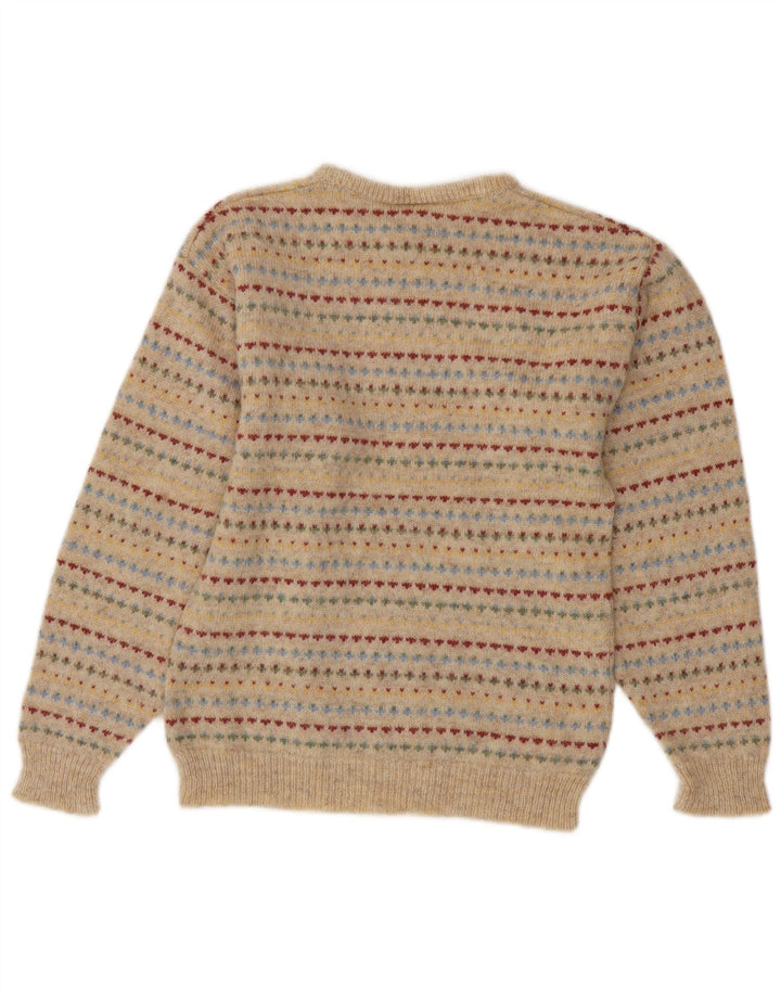 LAURA ASHLEY Womens Crew Neck Jumper Sweater UK 10 Small Beige Fair Isle